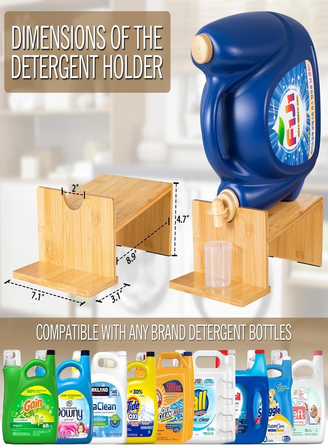 MyLifeUNIT Laundry Detergent Dispenser, 2 Pack Wooden Laundry Detergent Holder Stand with Tray for Laundry Room Organization and Storage - Image 5