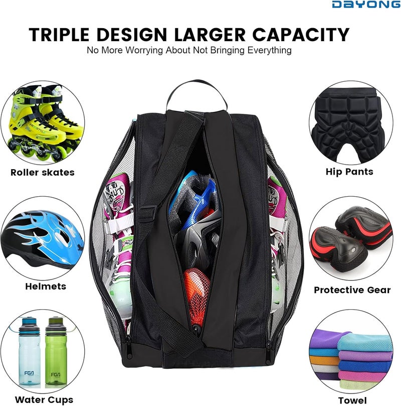 DAYONG Roller Skate Bags, Oxford Cloth Ice Inline Skates Bag with Adjustable Shoulder Strap for Kids and Adult, Large Capacity Skate Bag for Skates Shoes, Helmet Other Skate Accessories. - Image 5