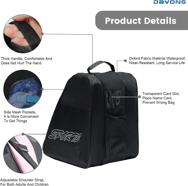 DAYONG Roller Skate Bags, Oxford Cloth Ice Inline Skates Bag with Adjustable Shoulder Strap for Kids and Adult, Large Capacity Skate Bag for Skates Shoes, Helmet Other Skate Accessories. - Image 3