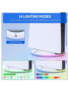 SYOSI LED Vertical Stand for PS5 Slim Console Disc and Digital with 14 Light Mode RGB Base Stand Replacement for Playstation 5 Slim Console with Screw ＆ USB Cable  - Image 3