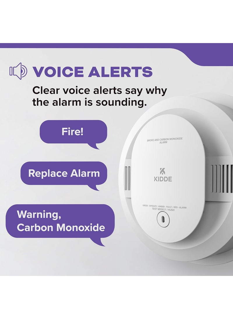Kidde Kidde Hardwired Smoke  Carbon Monoxide Detector AA Battery Backup Voice Alerts Interconnectable LED Warning Light Indicators 2 Pack  - Image 5