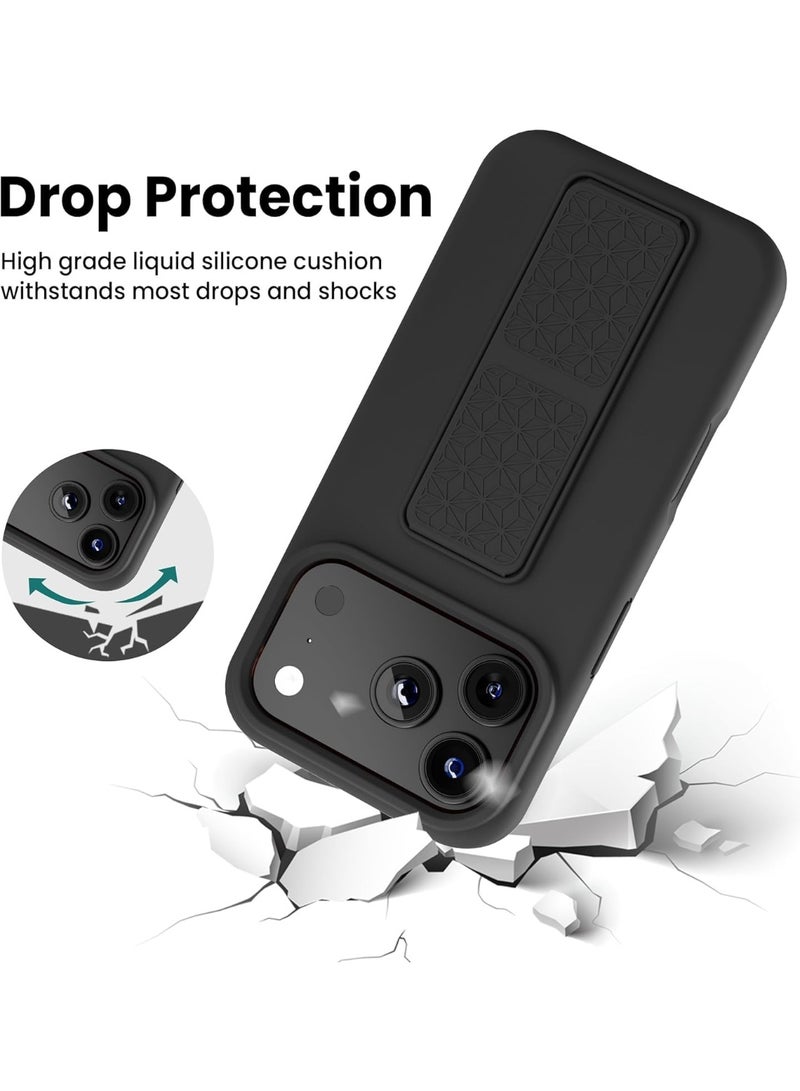 ACLIX iPhone 17 Pro Case with Kickstand and Hand Strap, Magnetic Silicone Slim Cover [Car Mount Compatible], 3-Way Vertical/Horizontal Stand & Grip, Shockproof Protective Shell | Black - Image 2