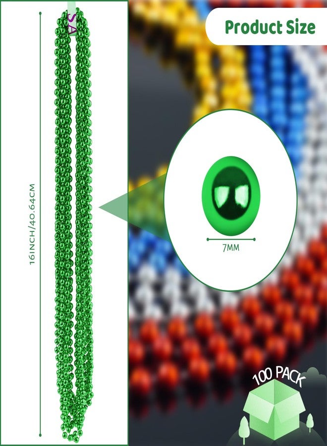 ZYFLSQ 100 Pcs St Patricks Day Beads Necklace, 33" 7mm Metallic Green Beads Necklaces Saint Patricks Day Decorations, Bulk Mardi Gras St. Partrick's Day Beaded Necklaces, Party Beads Costume Necklace - Image 2