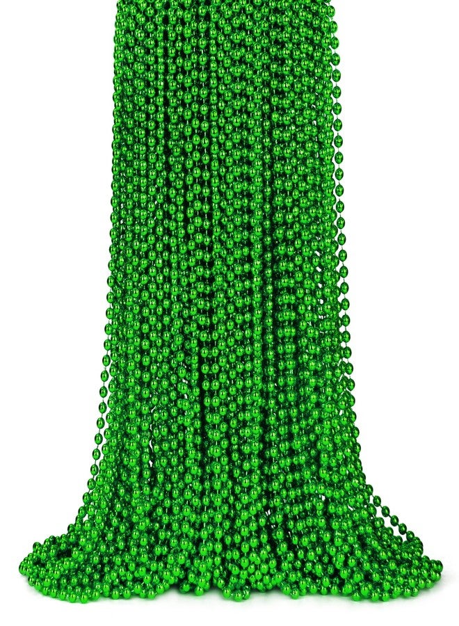 ZYFLSQ 100 Pcs St Patricks Day Beads Necklace, 33" 7mm Metallic Green Beads Necklaces Saint Patricks Day Decorations, Bulk Mardi Gras St. Partrick's Day Beaded Necklaces, Party Beads Costume Necklace - Image 1