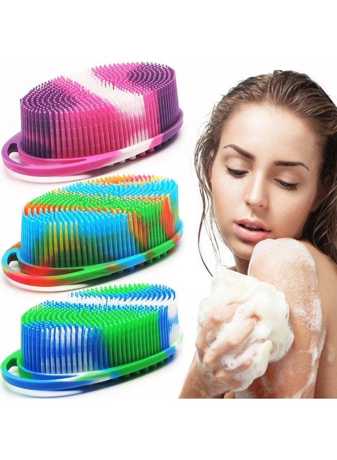 MR LION Silicone Body Brush, Exfoliating Body Scrubber, Silicone Body Scrubber Loofah, Silicone Bath Brush, Soft Exfoliating Body Bath Shower Scrubber Brush For Kids And Adults All Kinds Of Skin 3 Pack - Image 1