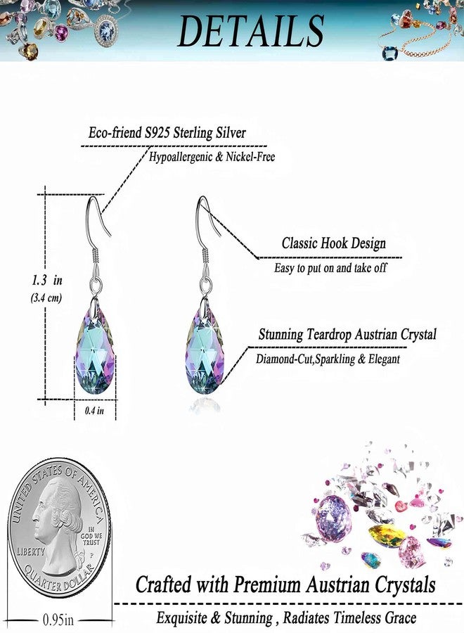 إيفيفك أقراط متدلية على شكل دمعة مرصعة بالكريستال النمساوي للنساء، أقراط بخطاف متدلي، مصنوعة من الفضة الإسترليني عيار 925، مجوهرات مضادة للحساسية (فيتريل لايت) - Image 4