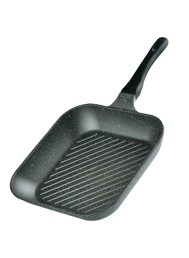 SONEX Sonex  Diecast Marble Coated Grill Pan 28cm– Non-Stick, Raised Ridges, Cool-Touch Soft Handle, PFOA-Free, Dishwasher Safe, Easy Clean, Premium Korean Technology for Healthy Grilling, Grey  - Image 2