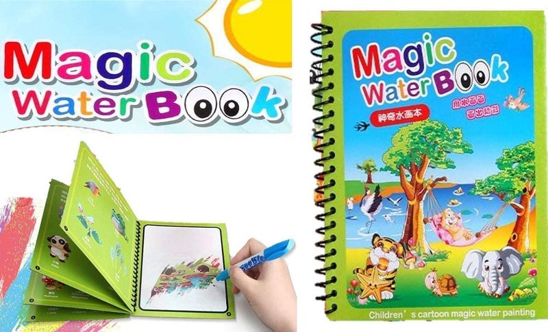 URM® Reusable Magic Water Painting Book Magic Doodle Pen Kids Coloring Doodle Drawing Board Games Child Educational Toy Magic Book Water Painting for Kids (1 Pc) - Image 1