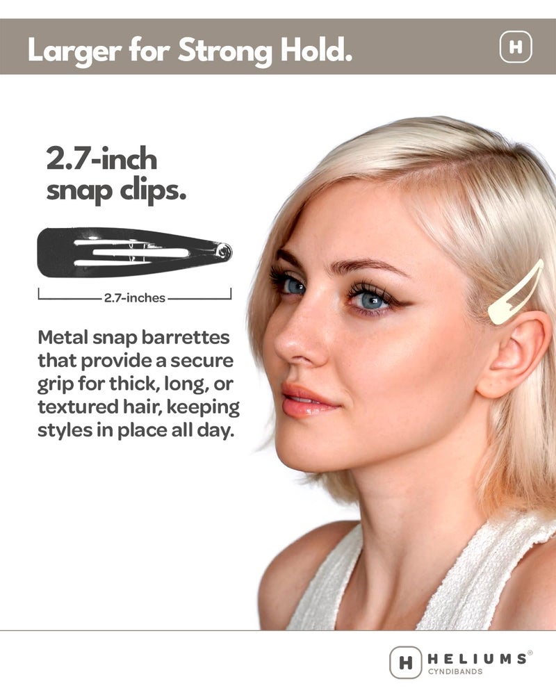 Heliums Large Snap Hair Clips - Dark Blonde - 2.7 Inch Metal Hair Barrettes for Women, Metallic Snap Clips - 8 Count - Image 2