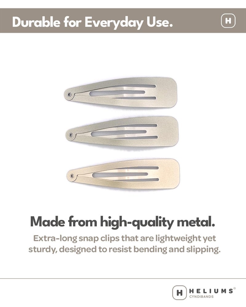 Heliums Large Snap Hair Clips - Dark Blonde - 2.7 Inch Metal Hair Barrettes for Women, Metallic Snap Clips - 8 Count - Image 3