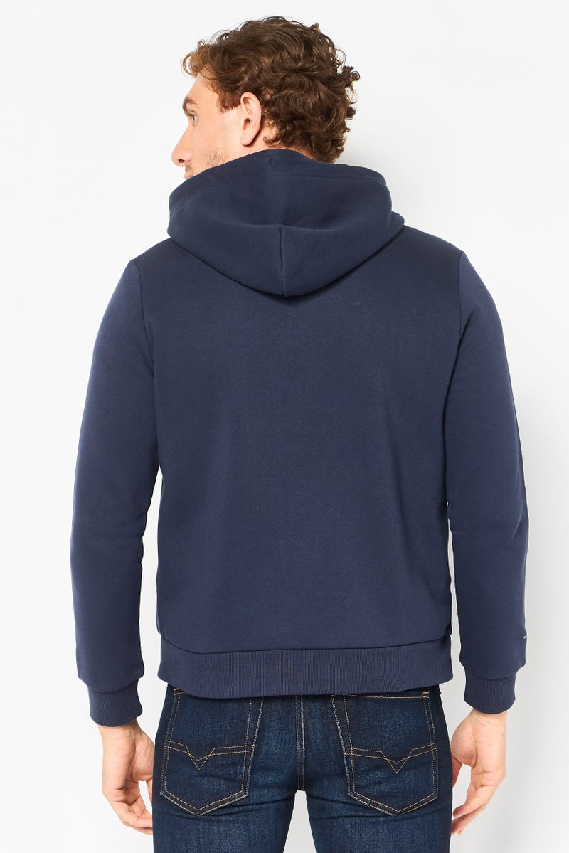 GANT Men Embroidered Logo Long Sleeve Hoodie, Navy - Image 4