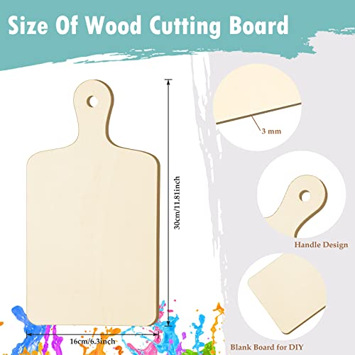 Yinkin 24 Pieces Mini Wood Cutting Board with Handle Wooden Chopping block Paddle Unfinished Mini Cheese Small Serving board Cooking Butcher Block for Crafts Vegetable Kitchen DecorLarge - Image 3
