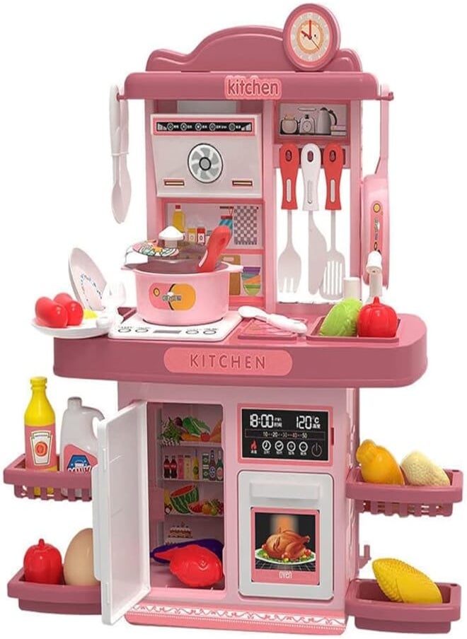 bluebell - Bluebell Plastic 35 Pcs Mini Kitchen Set for Kids Girls, Play Food, Play Sink, Kitchen Accessories, Realistic Sounds Lights and Running Water, Pretend Role Playset Cooking Toys for Girls - Image 1