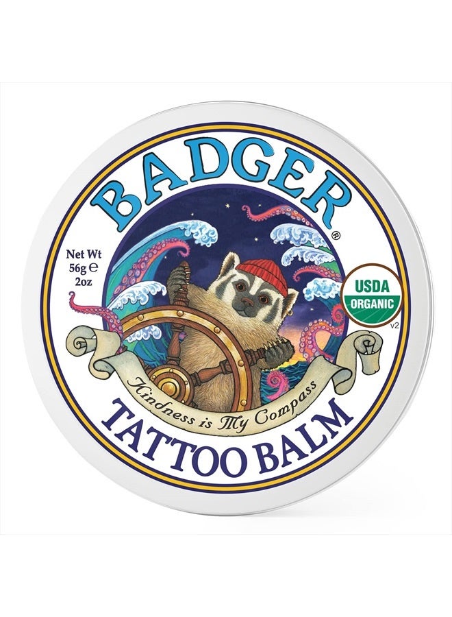 Badger Tattoo Balm, Natural Tattoo Aftercare Salve, Tattooing Cream that Heals and Protects w/Coconut and Tamanu Oil, Organic Tattoo Butter 2oz Tin - Image 1