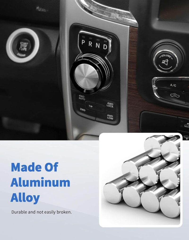 Gear Shift Cover: Aluminum Alloy Black, Corrosion Resistant - Easy No-damage Installation, Shifter Knob Cover for 2013-2017 Ram, 2014-2017 Durango Truck Interior Upgrade - Image 2