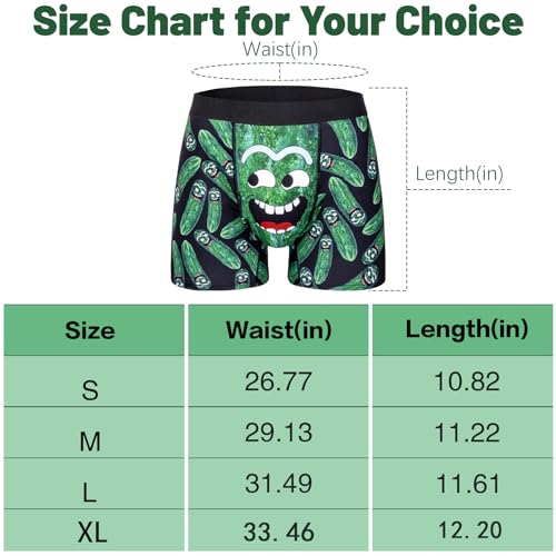 COZYMATE Novelty Funny Boxers Underwear Gag Gifts for Men Pickles Boxer Briefs Shorts White Elephant Gift for Adults (US, Alpha, X-Large, Regular, Regular, Green) - Image 2