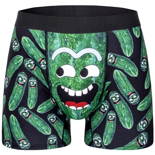 COZYMATE Novelty Funny Boxers Underwear Gag Gifts for Men Pickles Boxer Briefs Shorts White Elephant Gift for Adults (US, Alpha, X-Large, Regular, Regular, Green) - Image 1