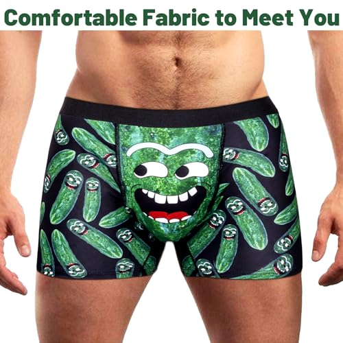 COZYMATE Novelty Funny Boxers Underwear Gag Gifts for Men Pickles Boxer Briefs Shorts White Elephant Gift for Adults (US, Alpha, X-Large, Regular, Regular, Green) - Image 4