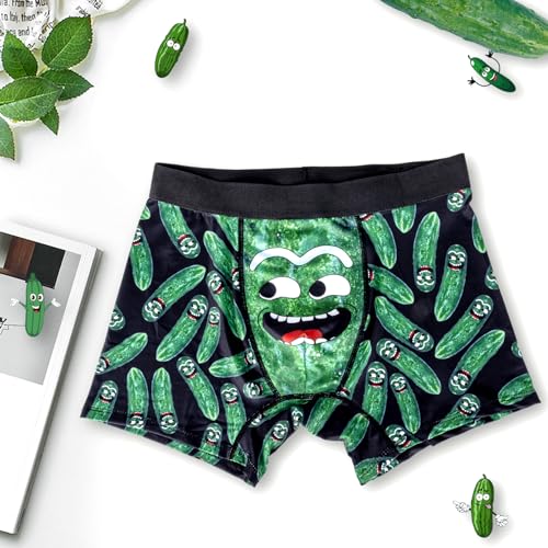 COZYMATE Novelty Funny Boxers Underwear Gag Gifts for Men Pickles Boxer Briefs Shorts White Elephant Gift for Adults (US, Alpha, X-Large, Regular, Regular, Green) - Image 5
