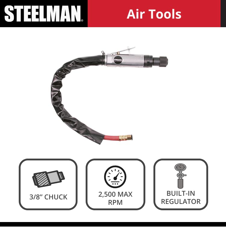 Steelman Heavy Duty Low Speed Tire Buffer, 3/8-Inch Quick-Change Chuck, Variable Speed Throttle, Built-In Regulator, Redirected Exhaust, Ideal for Tire Inner Liner Cleaning, Reaming, and Roughing - Image 5