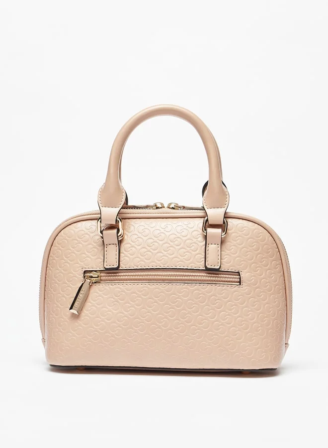 Celeste Women Monogram Embossed Tote Bag with Detachable Strap and Zip Closure