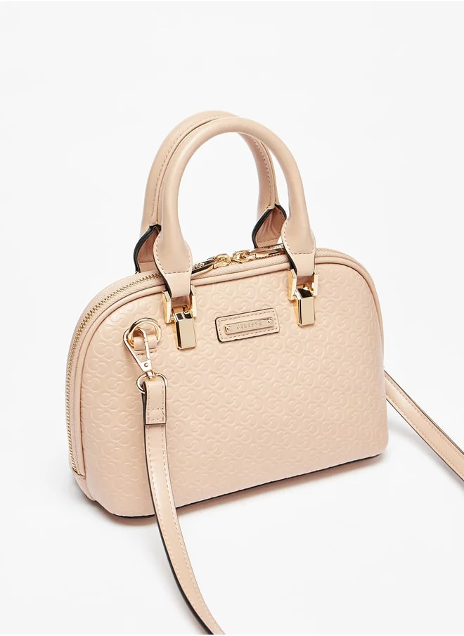 سيليست Women Monogram Embossed Tote Bag with Detachable Strap and Zip Closure