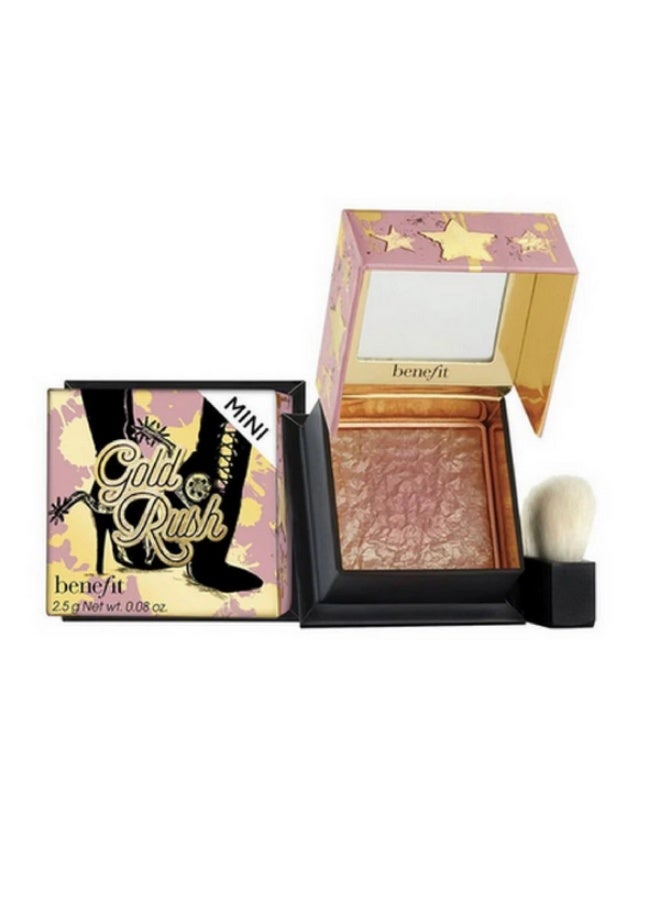Benefit Gold Rush Mini Blush - Golden Peach Luminous Blush with Mirror & Brush - 2.5g - Image 1