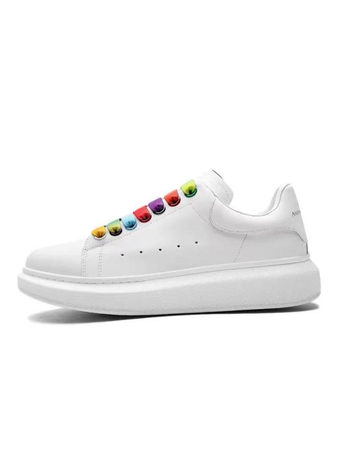 High-end Mcqueen White Sneakers For Women, Thick-soled Shoes With Hidden Height Increase, Versatile Platform Shoes, Men's Sports Shoes, Putian Shoes For Spring And Autumn