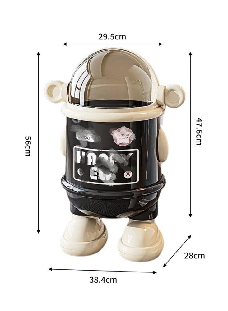 Cartoon Trash Can with Lid, Cute Waste Bin, Creative Plastic Garbage Container, Spaceman Design, Removable Inner Bucket, Large Capacity Decorative Wastebasket for Living Room, Bedroom, Dorm and Kids Room - Image 2