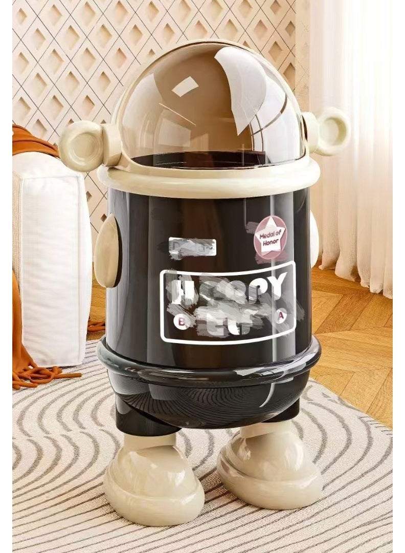 Cartoon Trash Can with Lid, Cute Waste Bin, Creative Plastic Garbage Container, Spaceman Design, Removable Inner Bucket, Large Capacity Decorative Wastebasket for Living Room, Bedroom, Dorm and Kids Room - Image 1