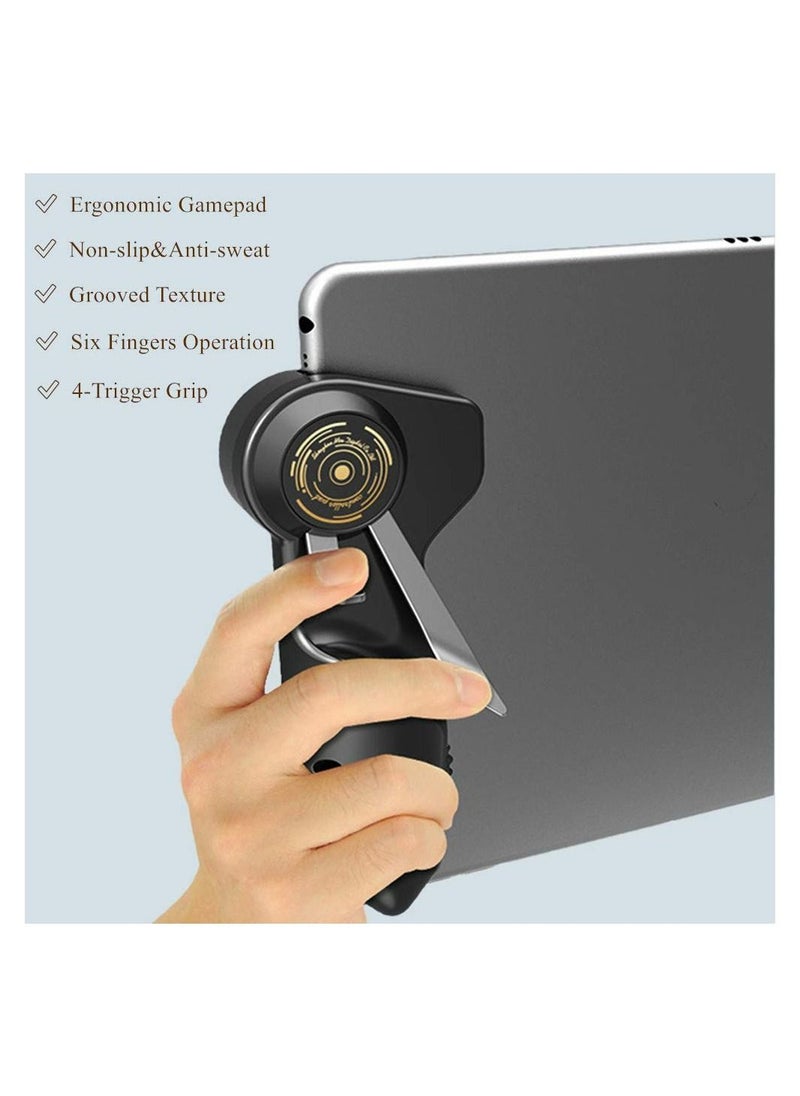 Generic - Joystick PUBG Controller for Tablet 4 Triggers [6 Finger Operation] Sensitive Shoot Aim Trigger Gamepad Grip, Support 10-12.9 inch iPad & Tablet (Thickness < 10mm), Black - Image 1