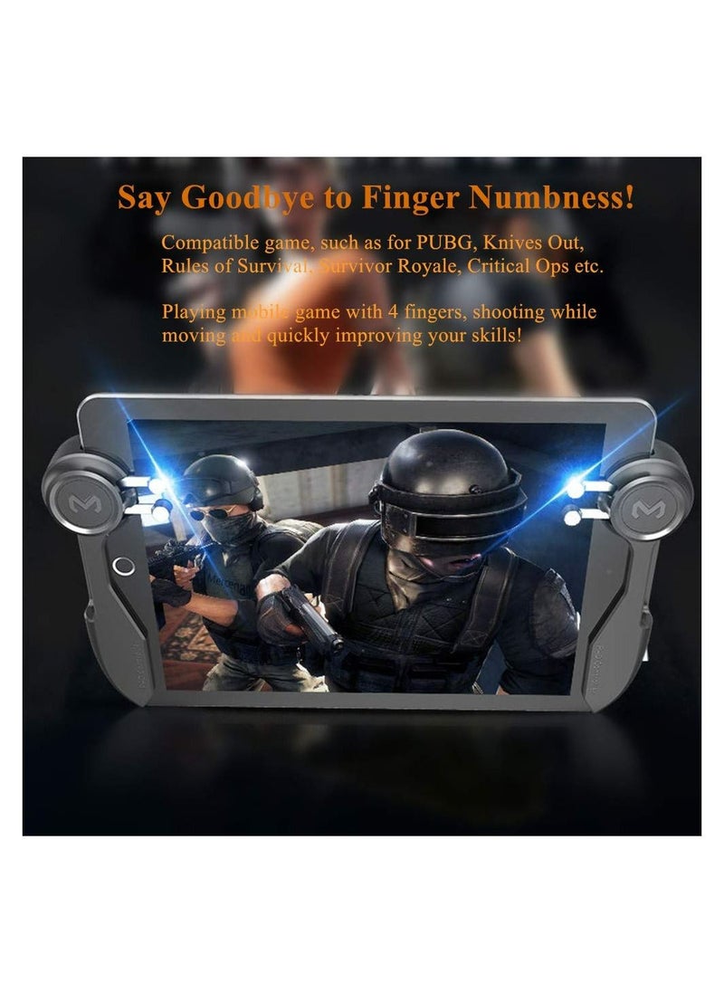 Generic - Joystick PUBG Controller for Tablet 4 Triggers [6 Finger Operation] Sensitive Shoot Aim Trigger Gamepad Grip, Support 10-12.9 inch iPad & Tablet (Thickness < 10mm), Black - Image 1