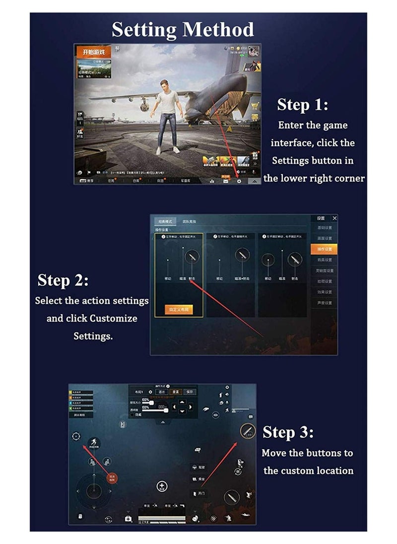 Generic - Joystick PUBG Controller for Tablet 4 Triggers [6 Finger Operation] Sensitive Shoot Aim Trigger Gamepad Grip, Support 10-12.9 inch iPad & Tablet (Thickness < 10mm), Black - Image 1