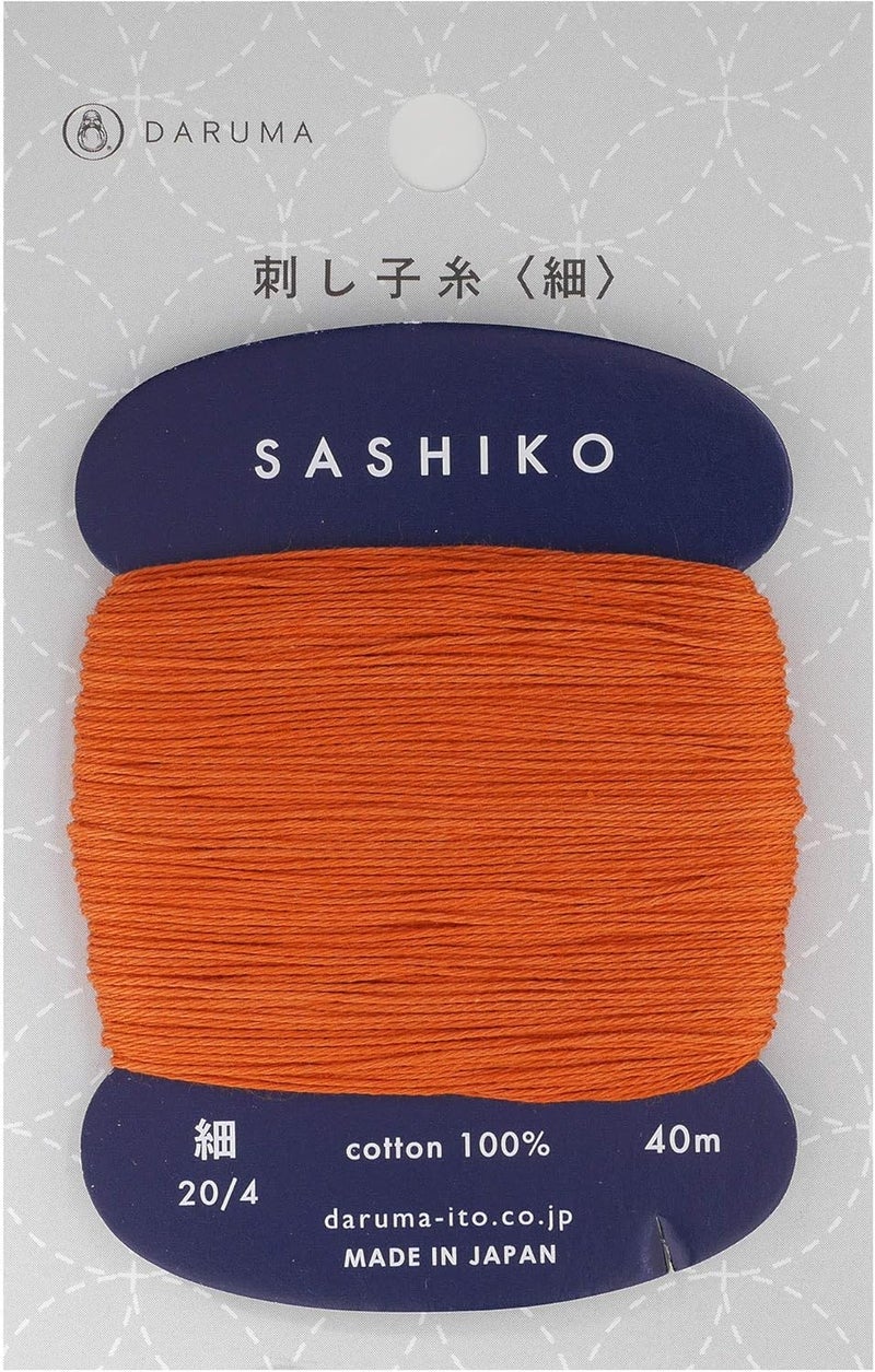 Daruma Sashiko Thread Thinner Weight 40m Col. 214 -Carrot Orange- Japanese Embroidery & Quilting by Yokota - Image 2