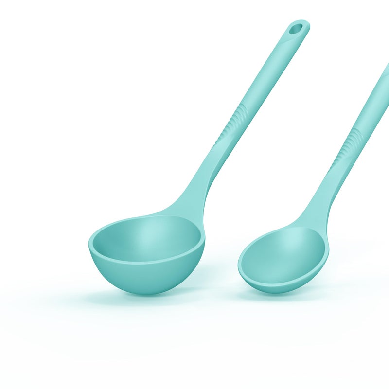 USECANO Silicone Cooking Utensils Set - 600Â°F Heat Resistant, Nonstick Kitchen Utensil Set with Spatulas, Spoons, Whisk, Tongs, BPA Free, Dishwasher Safe (Teal) - Image 3