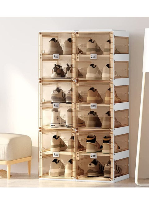 Foldable Shoe Storage Organizer, Installation free(2x6 brown)
