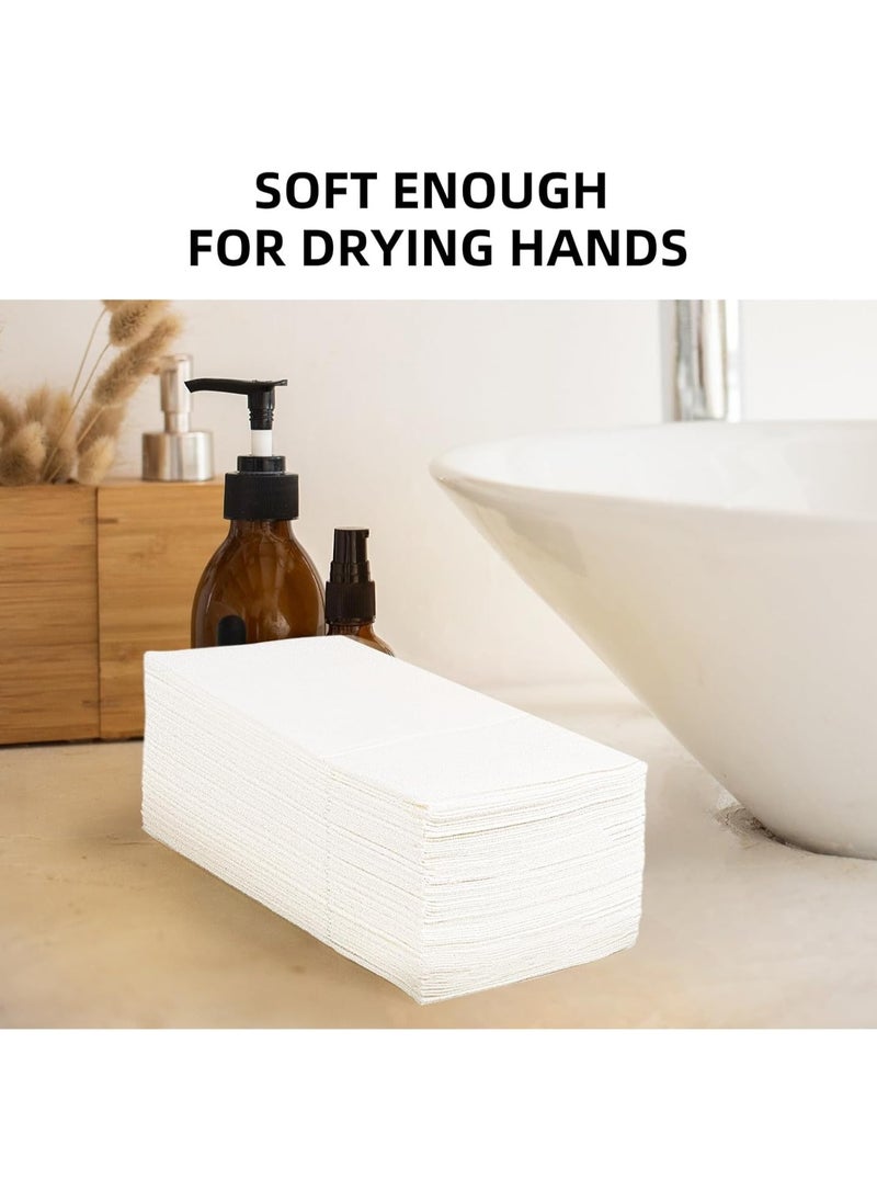 SRLIWHITE 25 Pack Disposable Cloth Pocket Dinner Napkins, Folded Guest Hand Towels for Parties, Weddings, Restaurants & Bathrooms (White, 40 x 40 cm)  - Image 4