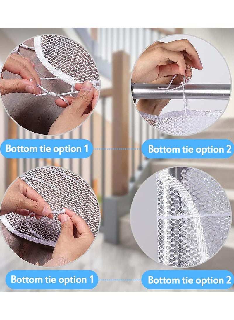 YIM-VIBEHAUS 3 Metre Stair Safety Net for Children Baby Safety Stair Railing Net Children's Outdoor Balcony Fence Protection Mesh No Drilling For Dog Cat Window 300x78cm White - Image 3