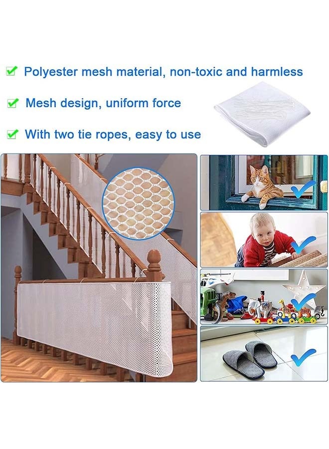 YIM-VIBEHAUS 3 Metre Stair Safety Net for Children Baby Safety Stair Railing Net Children's Outdoor Balcony Fence Protection Mesh No Drilling For Dog Cat Window 300x78cm White - Image 4