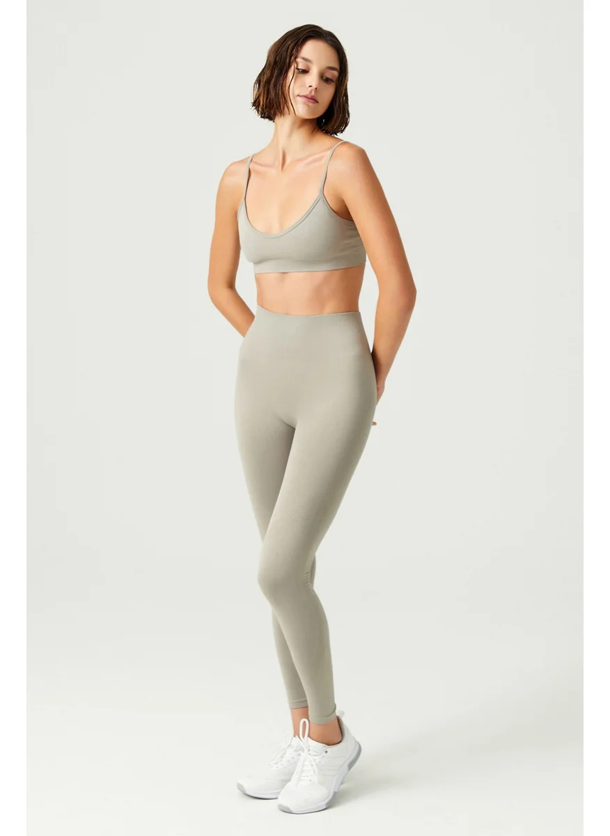 Los Ojos x Melodi Soft Khaki High Waist Seamless Sports Tights Adorn