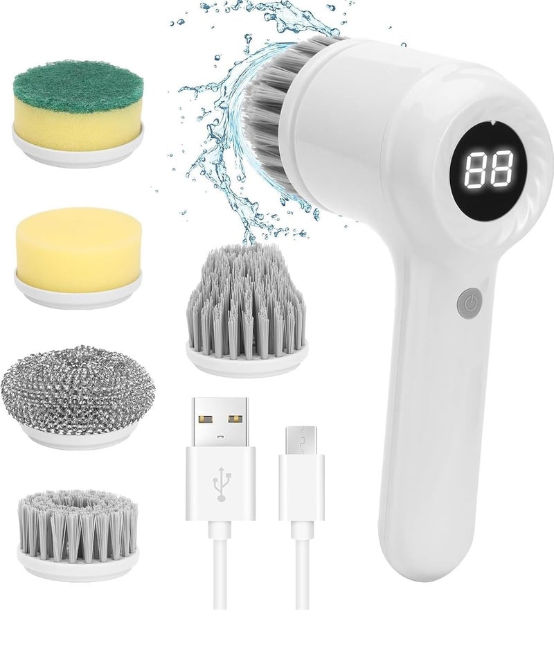 Ignito 5 In 1 Electric Cleaning Magic Brush - Multifunctional Spin Cleaner with 5 Brush Heads and Charging Cord for Multi-Use Surfaces (1 Count) - Image 1