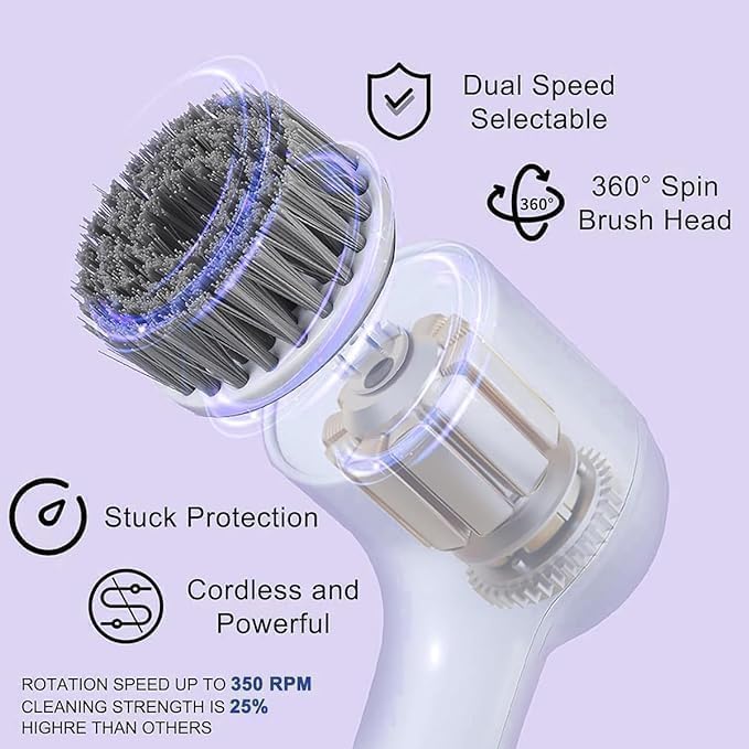 Ignito 5 In 1 Electric Cleaning Magic Brush - Multifunctional Spin Cleaner with 5 Brush Heads and Charging Cord for Multi-Use Surfaces (1 Count) - Image 3