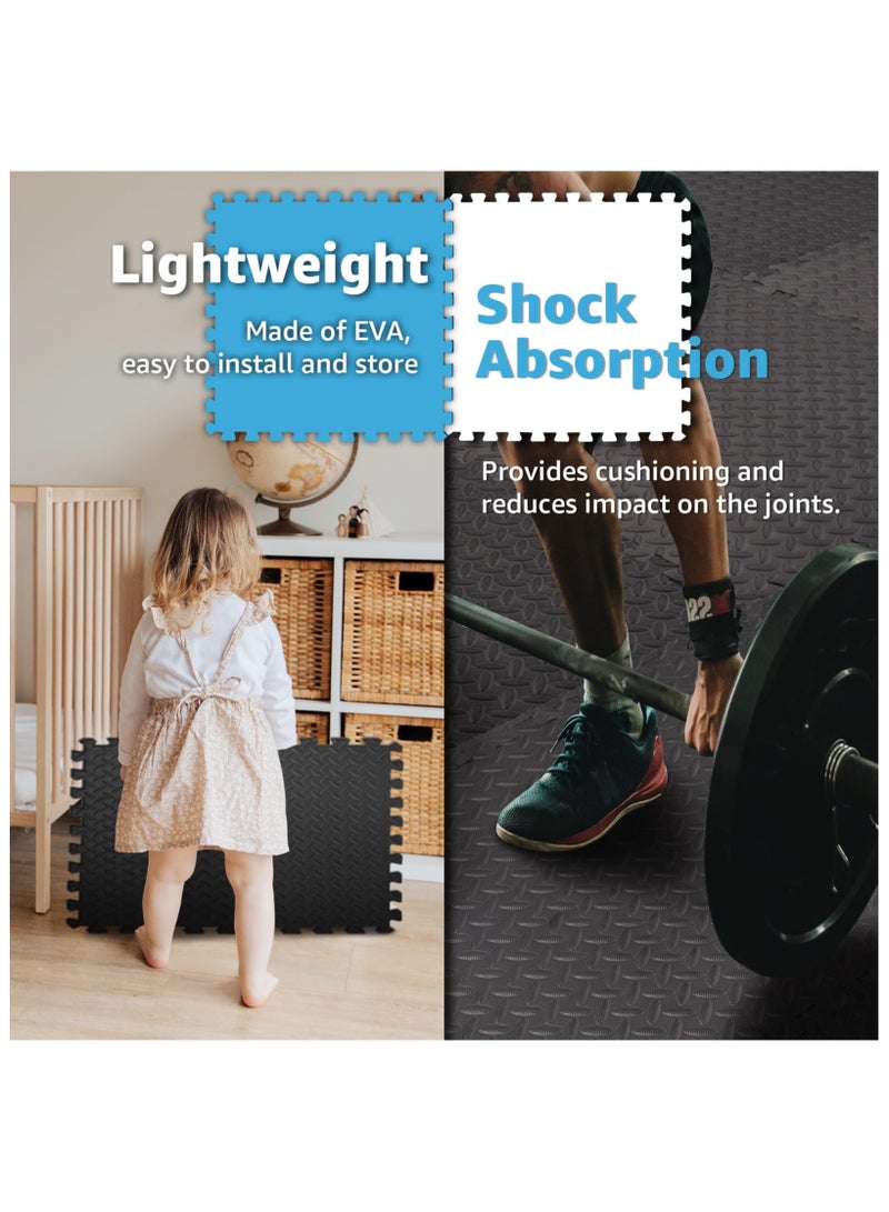 Nariele Puzzle Exercise Floor Mat, 6 Pack Foam Floor Mat, 60x60x1.2cm EVA Interlocking Foam Floor Tiles with Border Floor Protection, Thickened Puzzle Exercise Mat for Home Gym Workout Equipment - Image 5