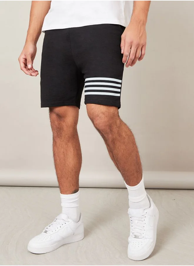 Styli Striped Print Detail Regular Fit Shorts