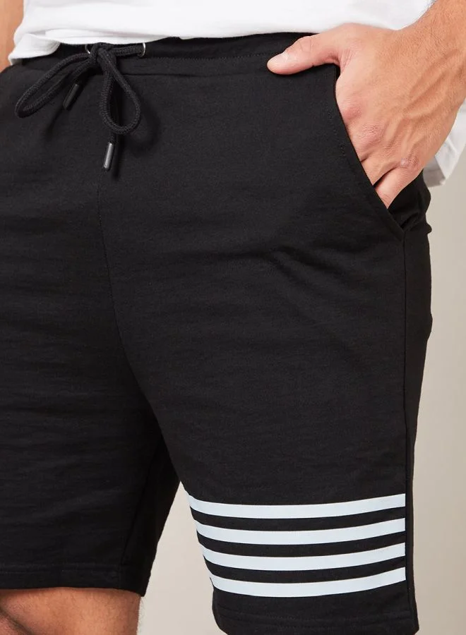 Styli Striped Print Detail Regular Fit Shorts