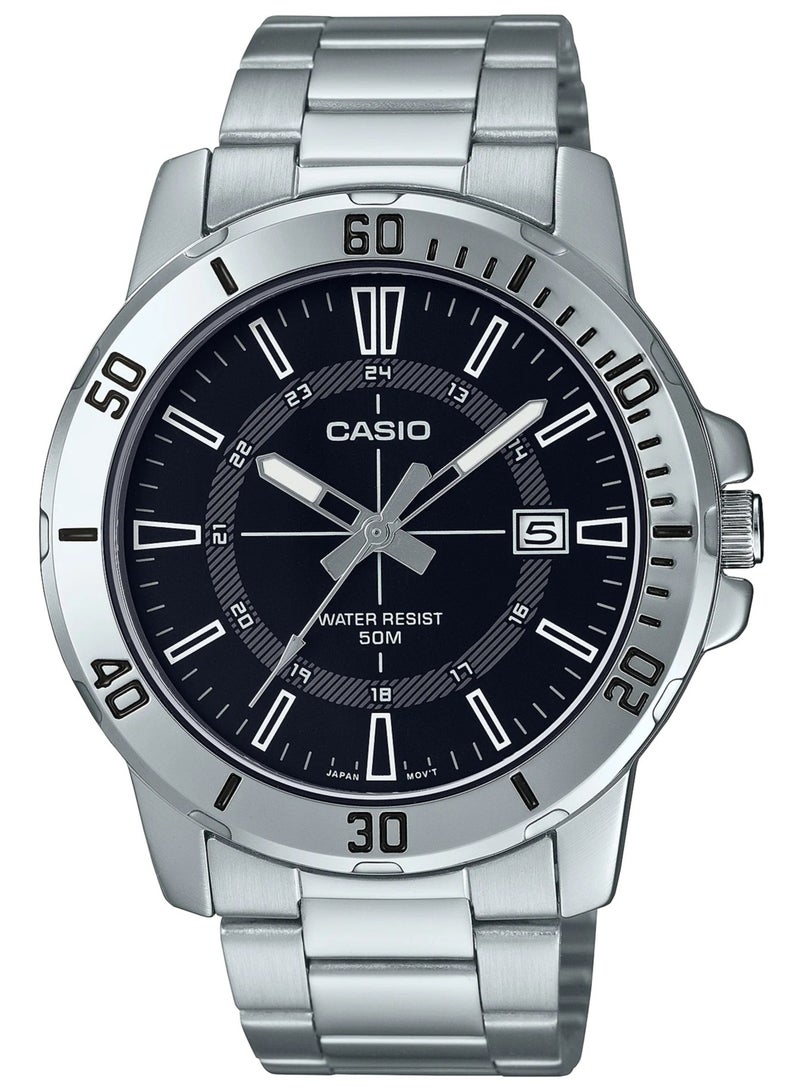 كاسيو ساعة يد من ستانلس ستيل بعقارب MTP-VD01D-1CVUDF