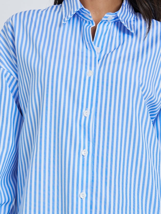 Styli Blue Striped Long Sleeve Shirt - Image 4