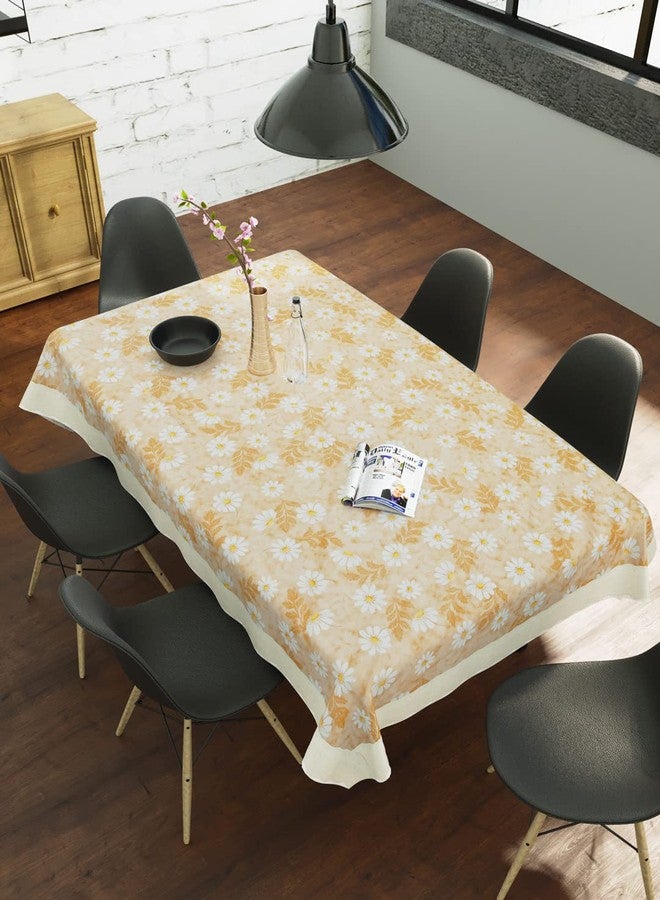 Clasiko 6 Seater Dining Table Cover; 60x90 Inches or 150x225 Cms; Material - PVC; Shape - Rectangle; Pack of 1; Anti Slip; White Flowers On Beige Base - Image 2