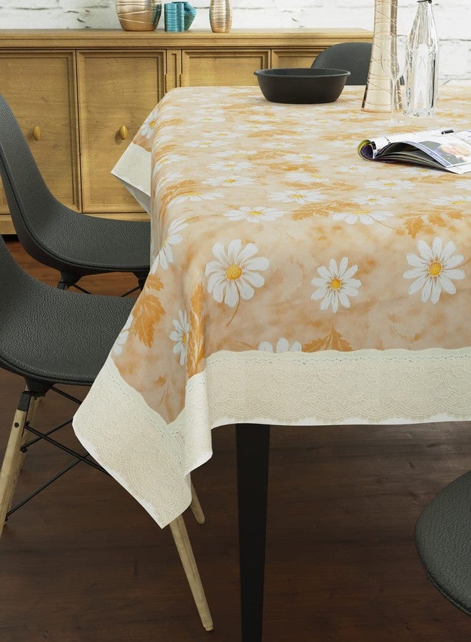 Clasiko 6 Seater Dining Table Cover; 60x90 Inches or 150x225 Cms; Material - PVC; Shape - Rectangle; Pack of 1; Anti Slip; White Flowers On Beige Base - Image 3