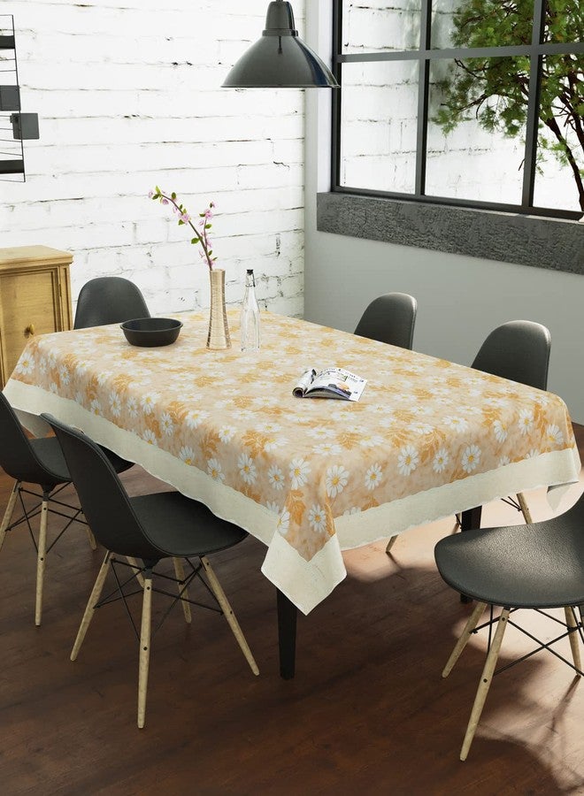 Clasiko 6 Seater Dining Table Cover; 60x90 Inches or 150x225 Cms; Material - PVC; Shape - Rectangle; Pack of 1; Anti Slip; White Flowers On Beige Base - Image 1